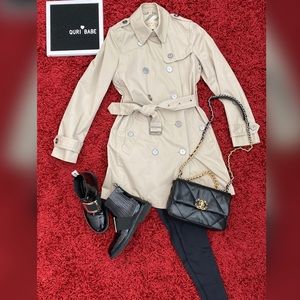 💯Auth BURBERRY BRIT Belted Cotton Trench Coat🧥